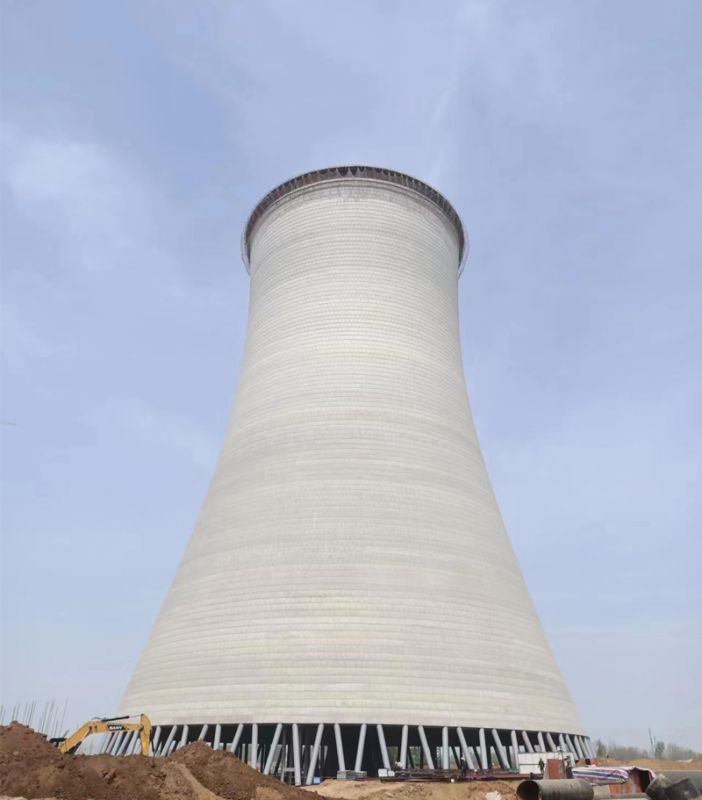 The barrel wall of Jindadi Phase V alkali hyperbolic cooling tower project was successfully capped