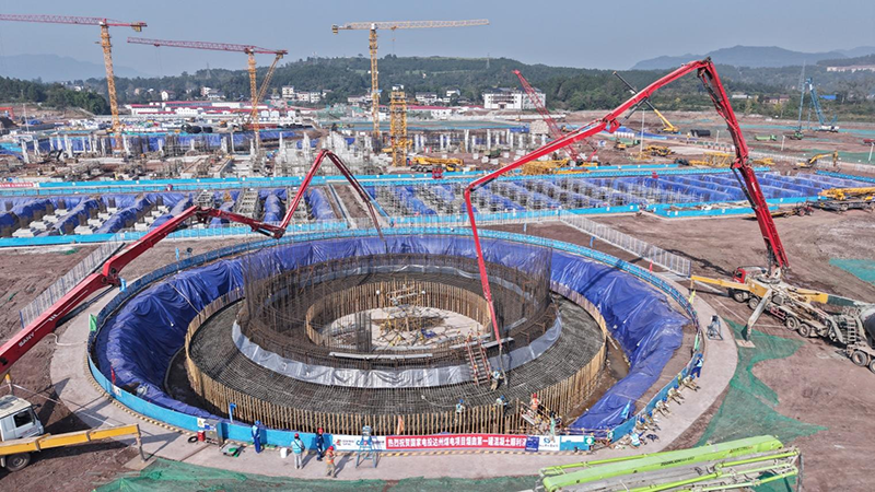 First concrete successfully poured for chimney foundation of the Northeast Sichuan Project