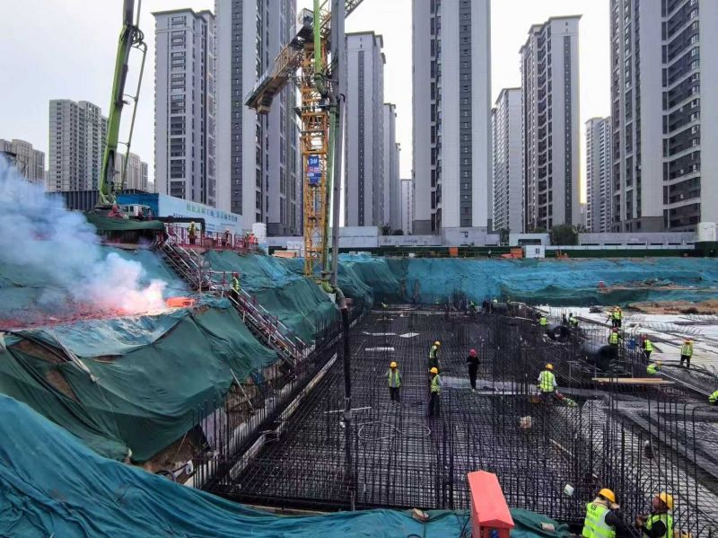 Warm congratulations on the successful pouring of the first batch of concrete for Courtyard No.3 at Guoyue City Yufu.