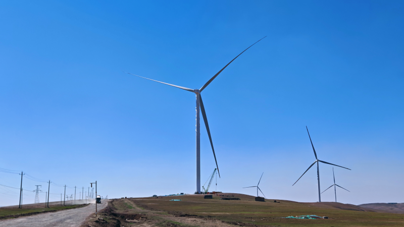 The installation of the first wind turbine for the 500-megawatt wind power project in Tianrun, Tori County, Tacheng Region has been successfully completed.