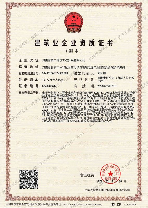 Qualification certificate